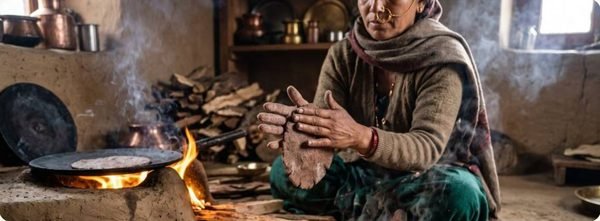 चूल्हे पर मंडुवे की रोटी