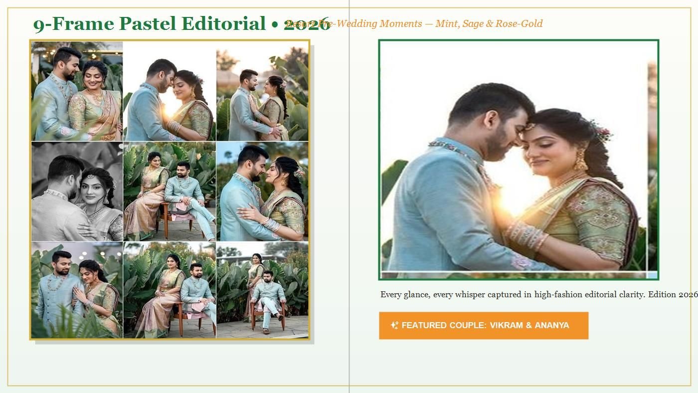 Pre-Wedding Spread 2 - 9-Frame Resort Editorial 2026